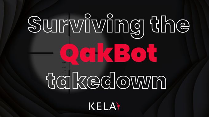 a black and white photo with the words surviving the qakbott taken down