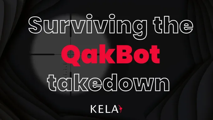 a black and white photo with the words surviving the qakbott taken down