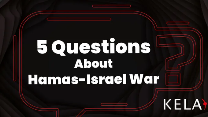 a black background with the words 5 questions about hamas - israel war