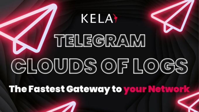 a black background with neon lights and the words kela telegram clouds of