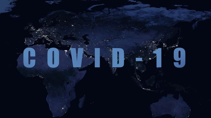 a map of the world with the words covidd - 19 on it