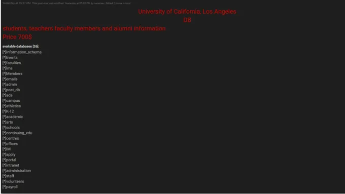 a black screen with a red font on it