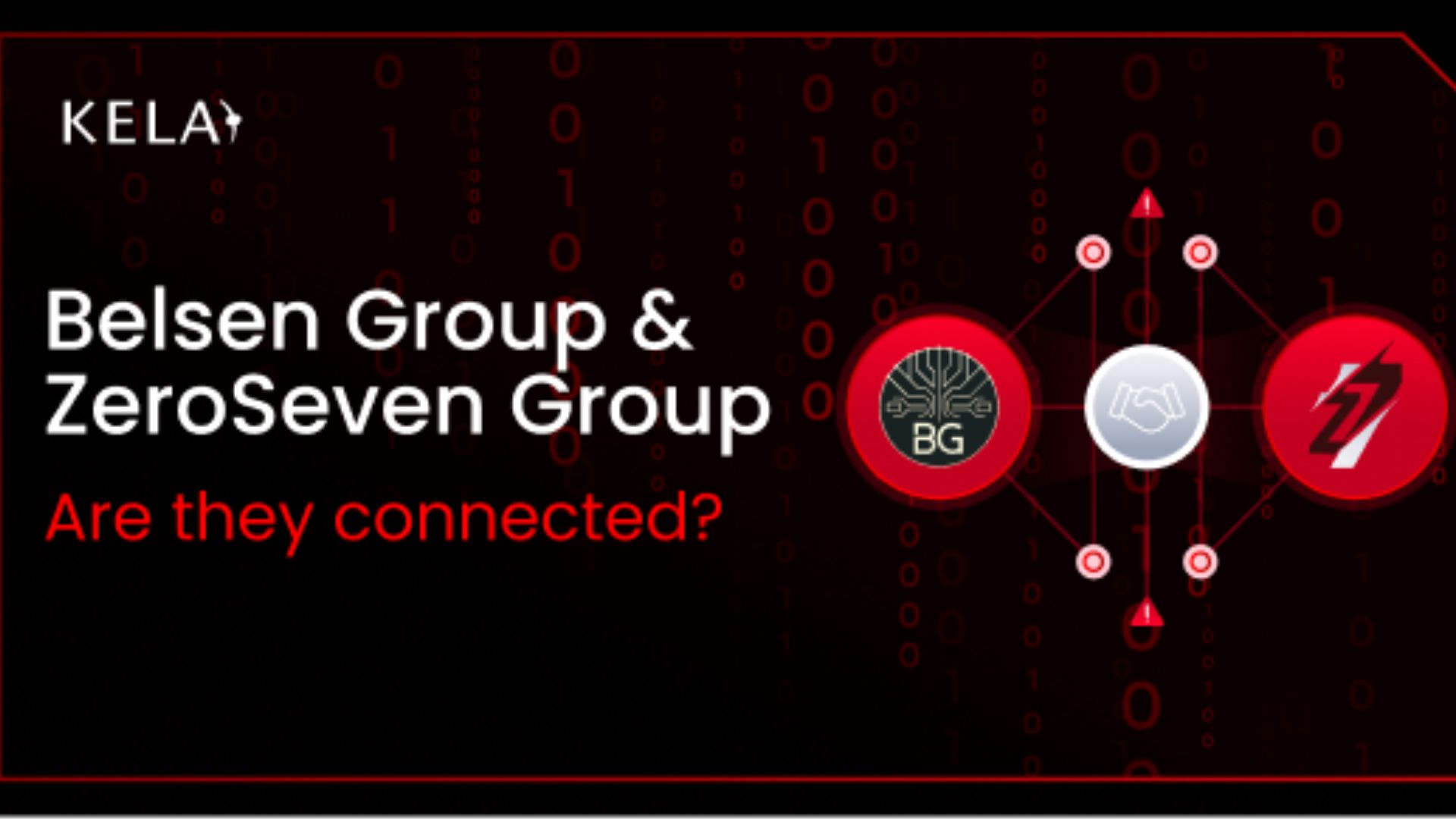 a black background with red and white text that says, belsen group & zero