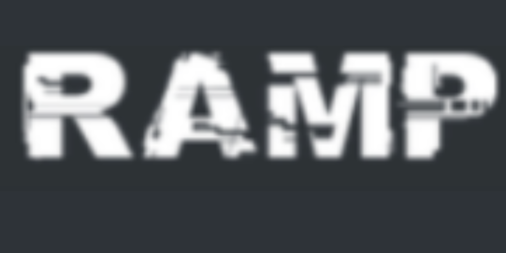 a black and white photo of the word ramp