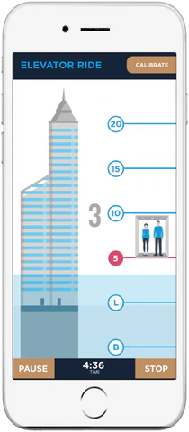 the elevator ride app on an iphone