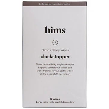 a box of hims climax delay wipes