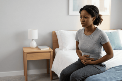 A woman with menstrual cramps.