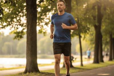 A man jogging to stay healthy while trying to recover penile sensitivity.