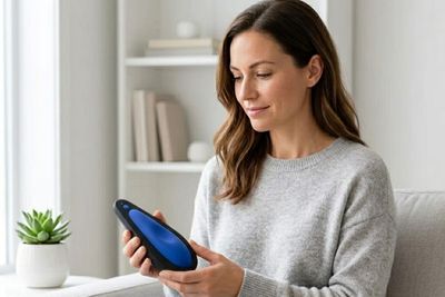 A woman holding a kGoal Boost device.