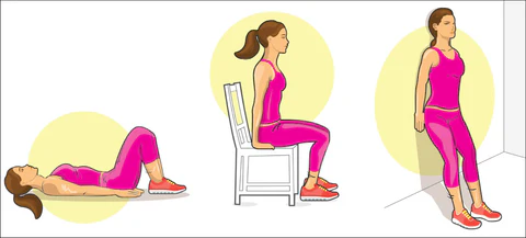 a woman doing exercises on a chair