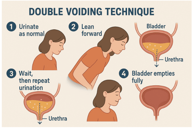 A diagram showing the steps of double voiding.