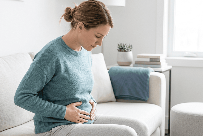 A woman worried about her pelvic health.