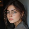 a woman wearing a pair of round glasses
