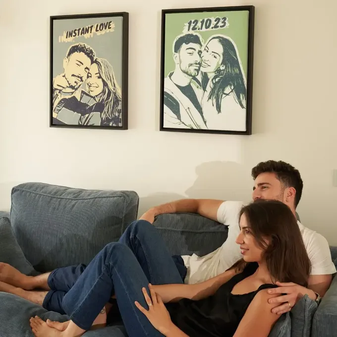 a man and a woman sitting on a couch