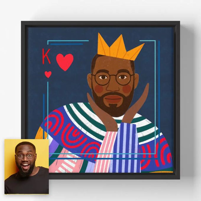 Make him a king with Custom Kingdom Club Portrait Square Canvas