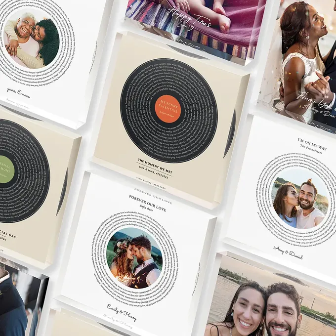 a collage of photos of a couple holding each other