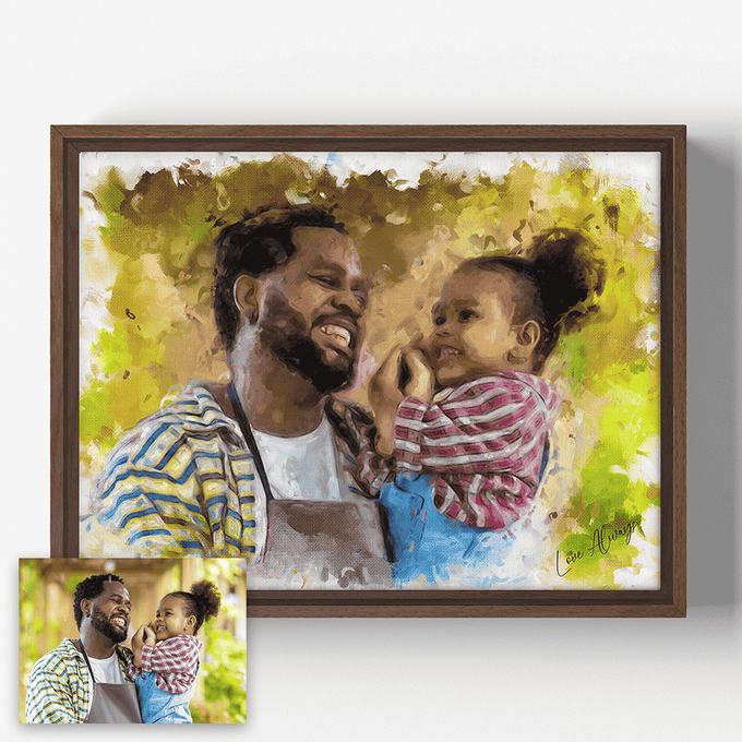a painting of a man holding a child