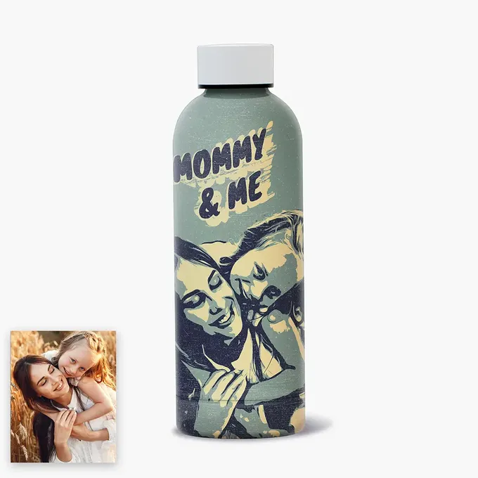 a bottle with a picture of a man and woman on it