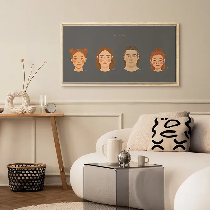 a living room with a white couch and a coffee table