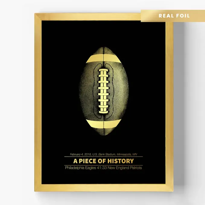 a piece of history poster with a football on it