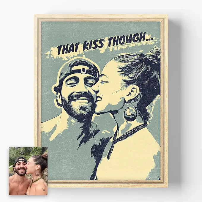 a picture of a man and a woman kissing
