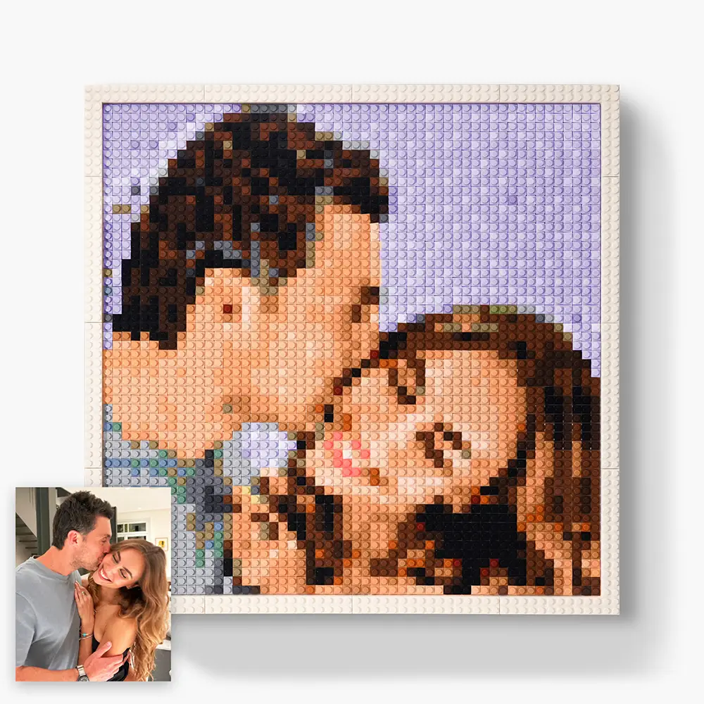 brick art a picture of a man and a woman with a picture of them