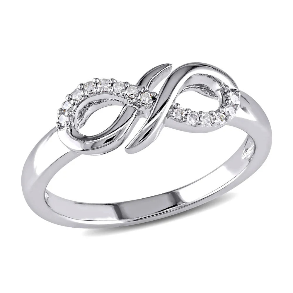 Stock image of Diamond Infinity Ring in Sterling Silver
