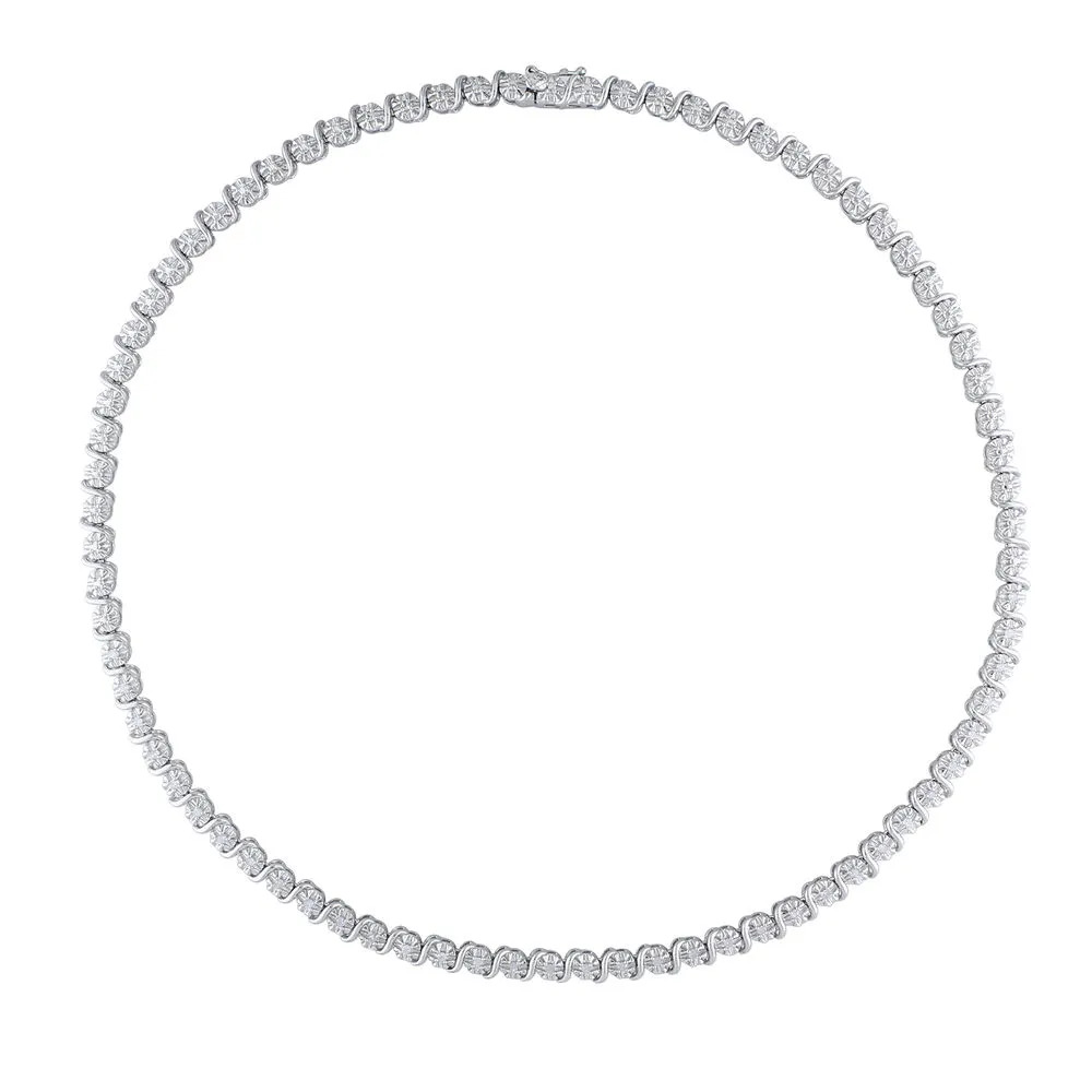 Stock Image of a Diamond Tennis Necklace in Sterling silver 