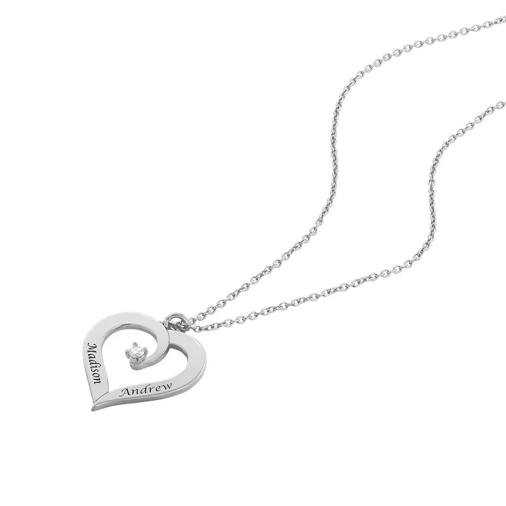 Stock Image of a custom heart necklace in sterling silver 