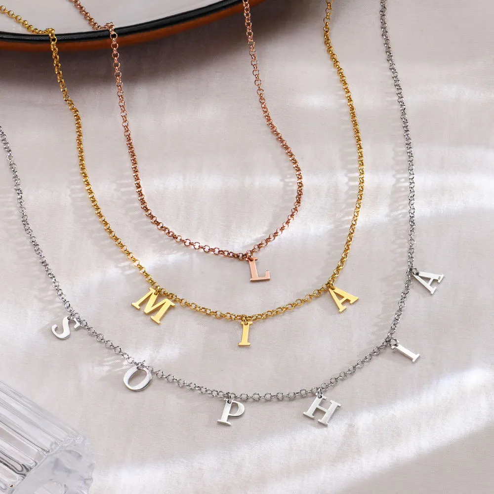 Name Letter Necklaces in Different Materials 