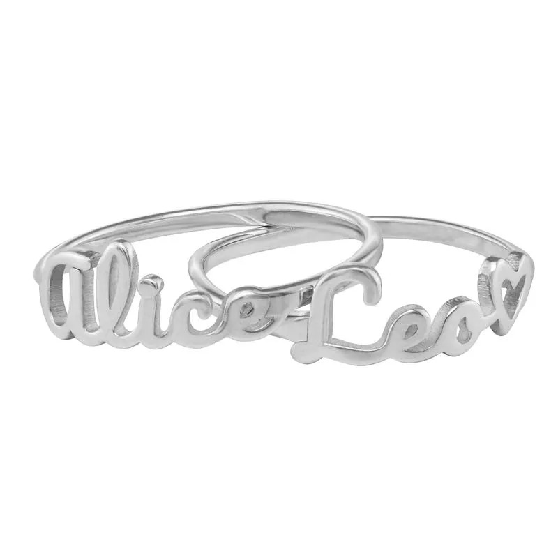 Stock Image of the Script Name Ring in Silver