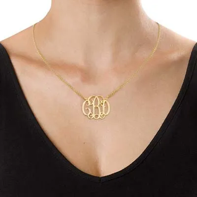 Celebrity Monogram Necklace in 18k Gold Plating