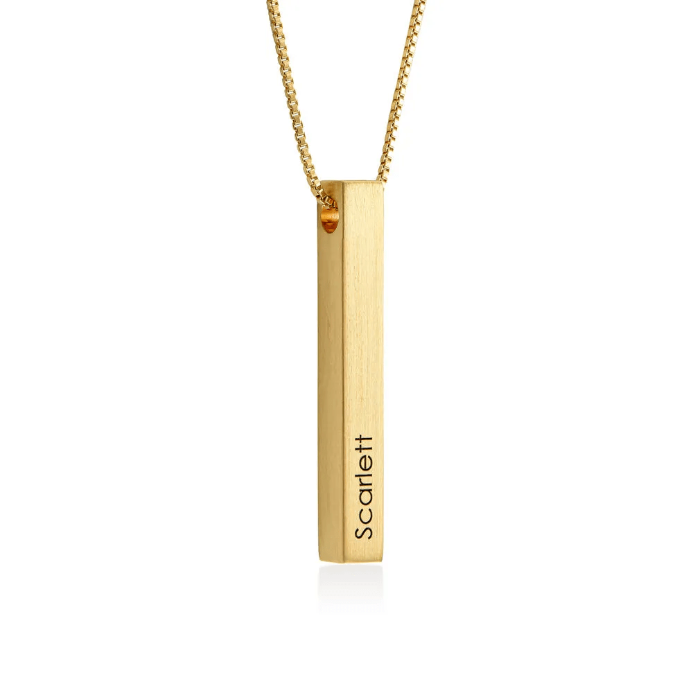 Custom 3D Bar Necklace Matte in Gold Vermeil-MYKA