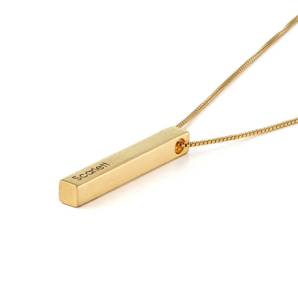 Custom 3D Bar Necklace Matte in Gold Vermeil-MYKA
