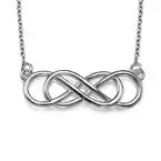 a silver double infinity necklace