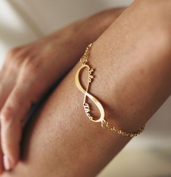 Personalized Infinity Name Bracelet in 14K Solid Yellow Gold