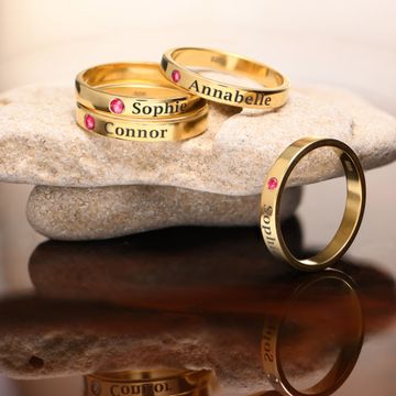 Stackable Birthstone Name Ring