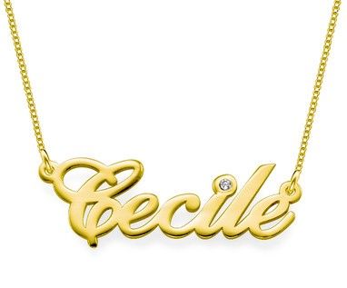 14k Gold and Diamond Name Chain Necklace