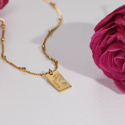 Personalized Birth Flower Stone Necklace in Vermeil 