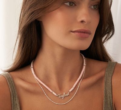 Pink Sherbert Name Necklace in Sterling Silver - MYKA