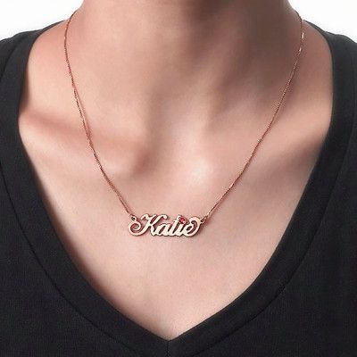 Rose Gold Plated Silver Birthstone Name Necklace