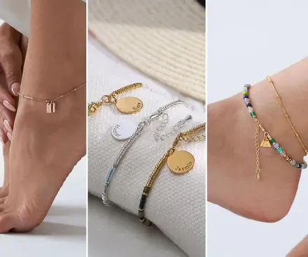 a collage of three different types of foot jewelry