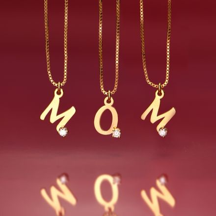 Diamond Initial Necklace in 18K Gold Vermeil