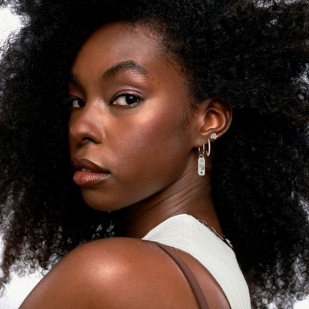 Blooming Birth Flower Initial Hoop Earrings with Birthstones in Sterling Silver