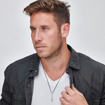 Men 3D Bar Necklace in Matte Silver