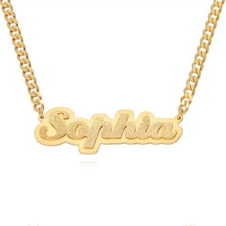 Brandi Double Plated Sophia Name Necklace in Gold 
