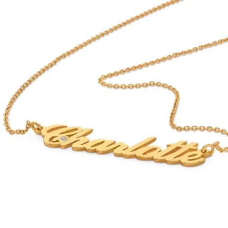 Charlotte Hollywood Name Necklace with Diamond in 18K Gold Plating Charlotte Hollywood Name Necklace with Diamond in 18K Gold Plating