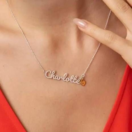 Charlotte Sweetheart Name Necklace in Sterling Silver Charlotte Sweetheart Name Necklace in Sterling Silver
