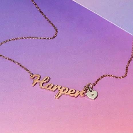Harper Sweetheart Name Necklace in 18K Rose Gold Plating