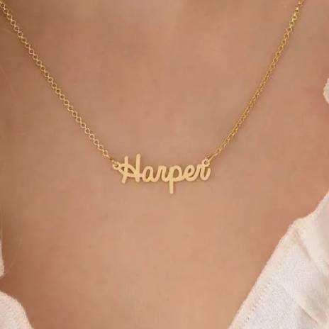 Harper Tiny Cursive Name Necklace in 18K Gold Plating Harper Tiny Cursive Name Necklace in 18K Gold Plating